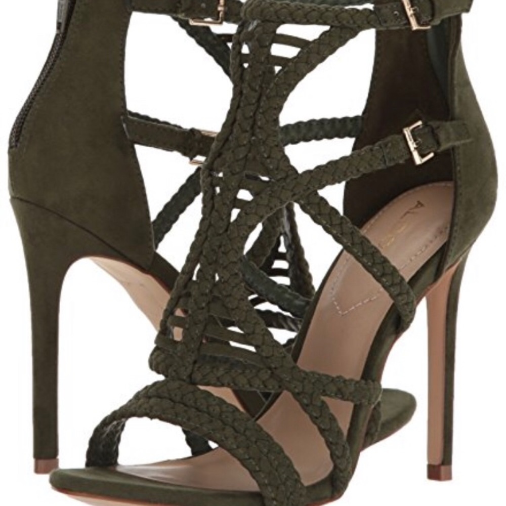 ALDO SINFONY STRAPY HEELS HUNTER GREEN SIZE 10 NEW